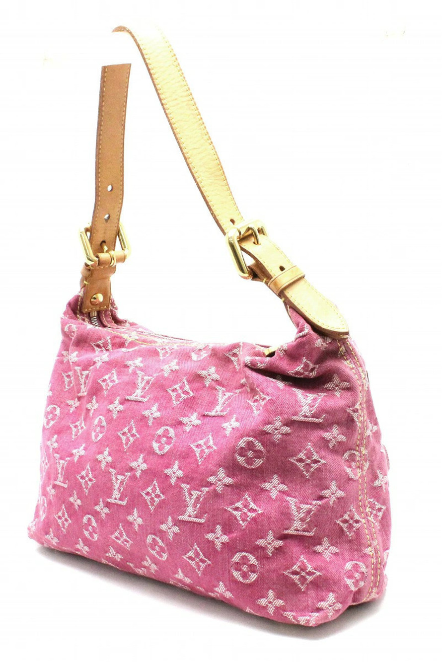 Louis Vuitton Fuchsia Denim Bag Baggy Shoulder Pink Semi One Monogram